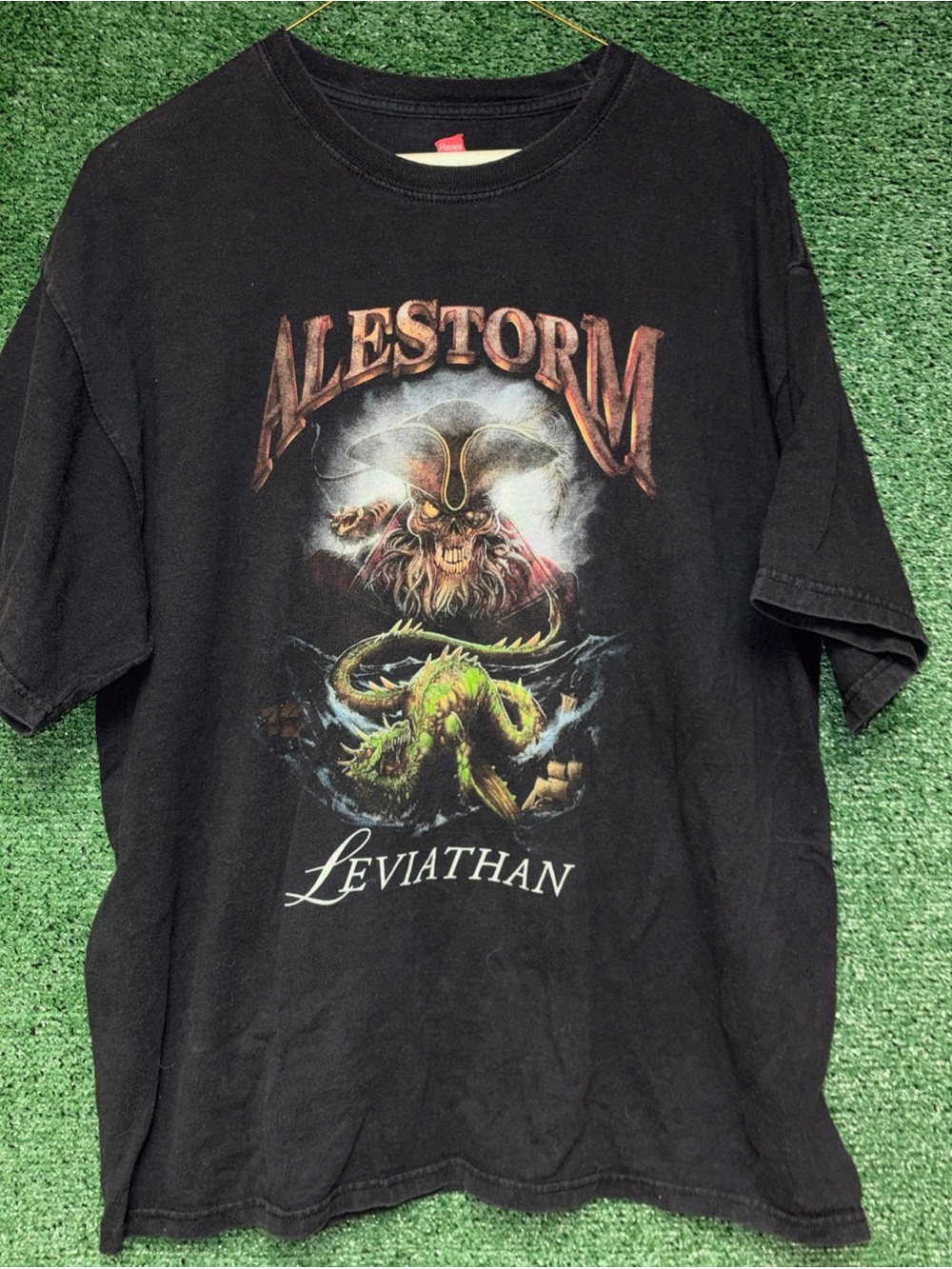 Vintage Y2K Alestorm Leviathan Band Shirt Mens Sz L Heavy Metal Music Art